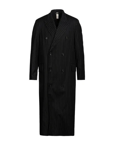 Sunflower Man Overcoat & Trench Coat Black Size 42 Wool, Polyester, Viscose, Elastane