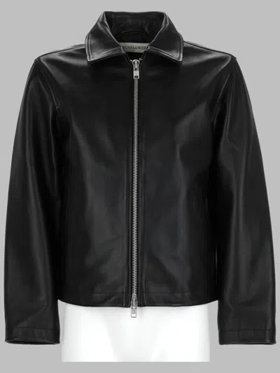 Sunflower Cropped Leather Jacket In Black