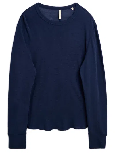 Sunflower Wool Long Sleeve Knit T-shirt Shirt In Blue