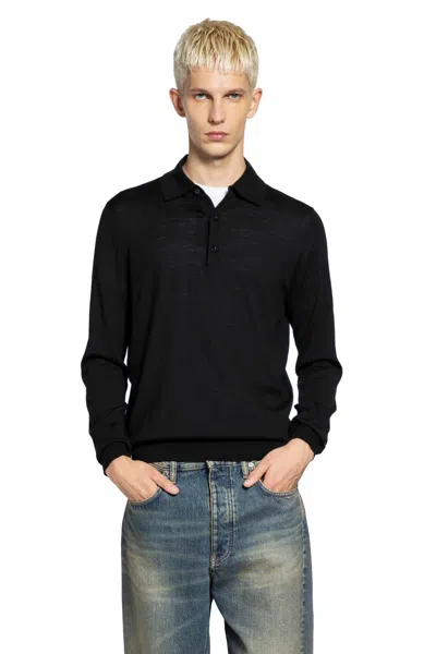 Sunflower Merino Polo In Black