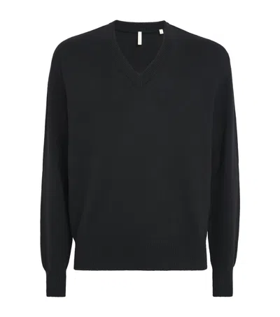 Sunflower Merino Wool V-neck Sweater In Black