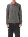 Sunflower Collared Wool Sweater With Ribbed Cuffs And Hem In Gray