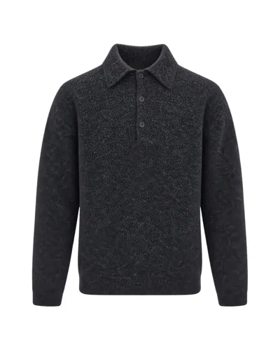 Sunflower Mohair-blend Knit Polo Sweater In Black
