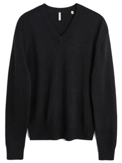 Sunflower V-neck Wool Knit Sweater In Animal Print