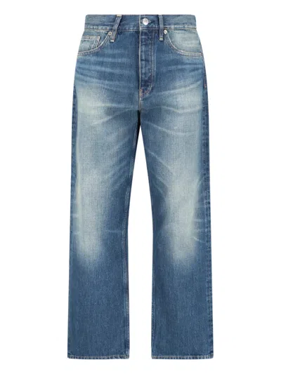 Sunflower Motif Denim Jeans For Men In Blue