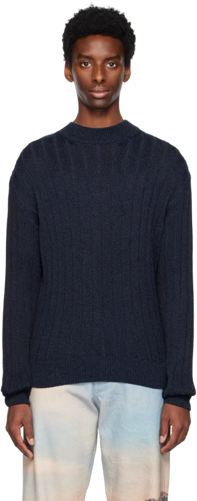 Sunflower Mick Ribbed Sweater In 200 Navy