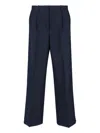 Sunflower Navy Pinstriped Virgin Wool Blend Trousers With High Waist In Black