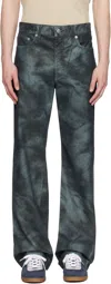 Sunflower Navy Straight Twist Faux-nubuck Trousers In Navy Washed 220