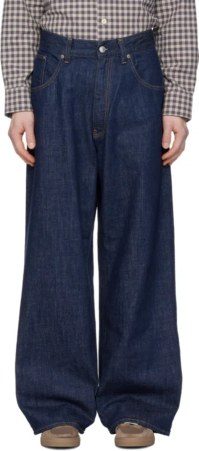 Sunflower Navy Super Wide Jeans In Blue