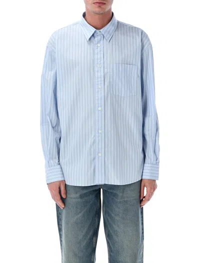 Sunflower New Base Light Blue Cotton Stripe Shirt