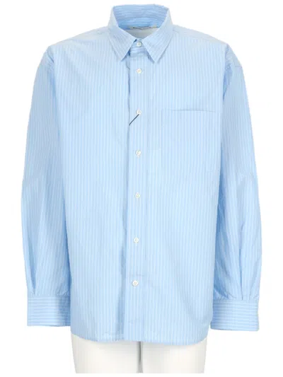 Sunflower New Base Striped Button-up Cotton Shirt In Blue