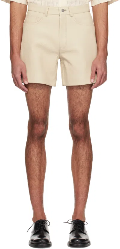 Sunflower Off-white Croc-embossed Leather Shorts In Egg