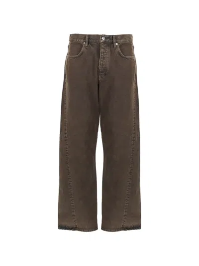 Sunflower Brown Wide Twist Jeans In Animal Print