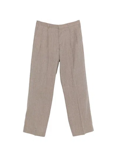 Sunflower Pinstripe Pleated Trousers In Neutral