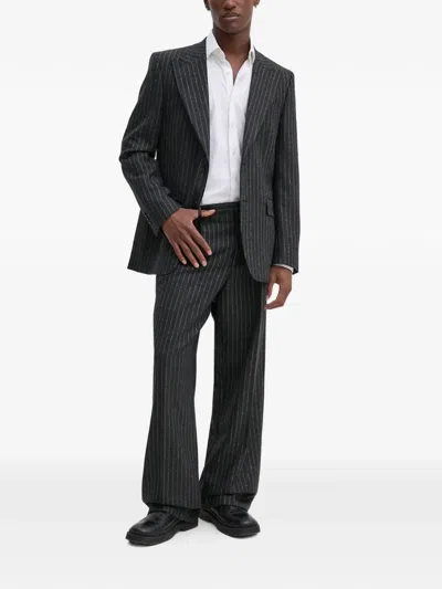 Sunflower Pinstriped Blazer In Black