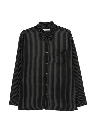 Sunflower Pinstripe-pattern Patch-pocket Shirt In Black