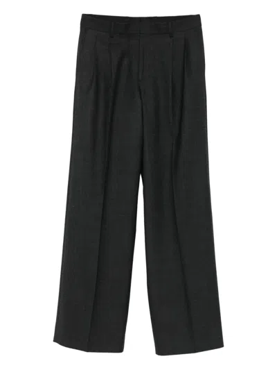 Sunflower Pleated Wool Trousers In Black