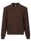 Sunflower Polo Neck Brown Wool Sweater With Button Fastening In Brown
