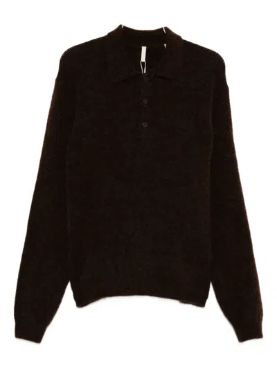 Sunflower Polo-neck Buttoned Sweater In Brown