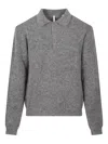 Sunflower Collared Wool Sweater With Ribbed Cuffs And Hem In Gray