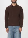 Sunflower Polo Neck Brown Wool Sweater With Button Fastening In Brown
