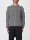 Sunflower Collared Wool Sweater With Ribbed Cuffs And Hem In Gray