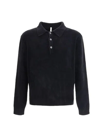 Sunflower Chenille Button Polo Shirt In Blue