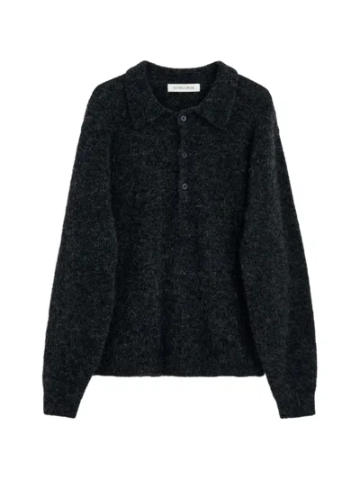 Sunflower -inspired Mohair-alpaca Polo Sweater With Ribbed Hems In Multi