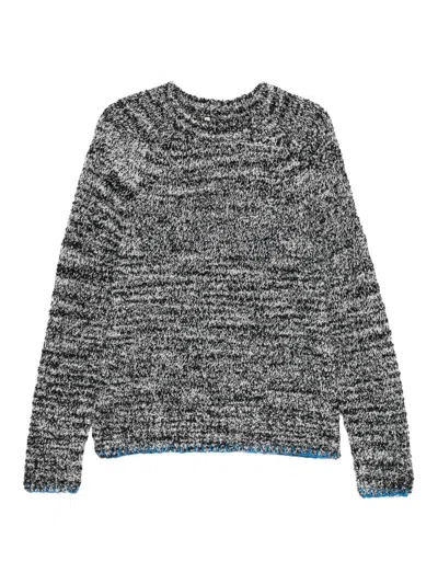 Sunflower Raglan Crewneck Sweater With Hand-stitched Details In Gray