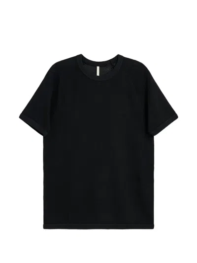 Sunflower Raglan Textured T-shirt In Black