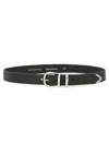 Sunflower Refined Leather Belt With Polished Silver Buckle In Black