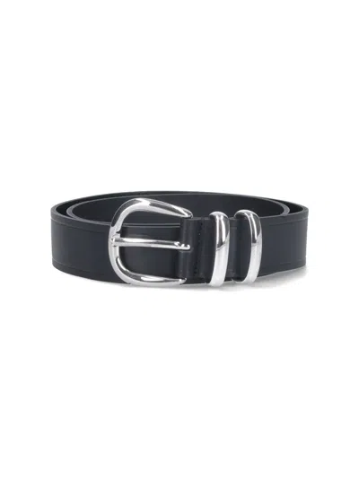 Sunflower Tip End Leather Belt In Black  