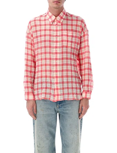 Sunflower Relaxed Fit Sheer Check Shirt Size L In Pink