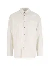 Sunflower Stable White Shirt With Classic Collar And All-over Striped Motif In Linen Blend Man