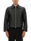 Sunflower Black Crop Jacket With Classic Collar And Dropped Shoulders In Leather Man In Black