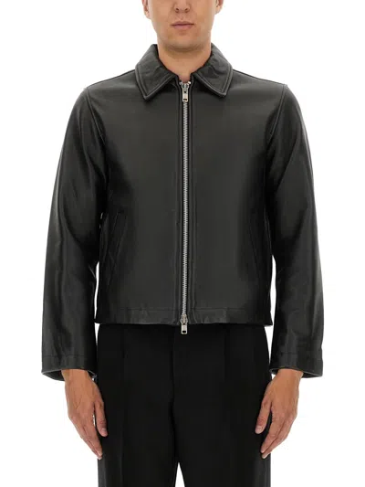 Sunflower Short Leather Jacket In Black