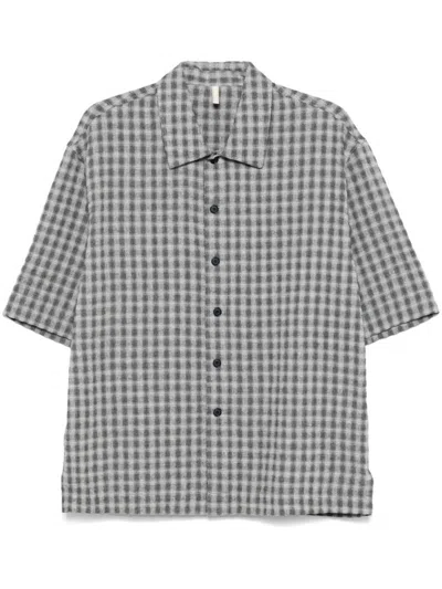 Sunflower Short-sleeved Linen Shirt With Classic Collar In Grey