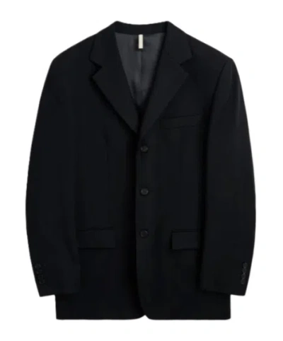 Sunflower Single-breasted Wool Suit Jacket In Black