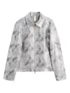 Sunflower Snakeskin-embossed Collar Leather Jacket