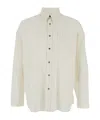Sunflower Stable White Shirt With Classic Collar And All-over Striped Motif In Linen Blend Man