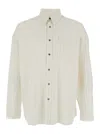 Sunflower Stable White Shirt With Classic Collar And All-over Striped Motif In Linen Blend Man