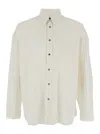 Sunflower Stable White Shirt With Classic Collar And All-over Striped Motif In Linen Blend Man
