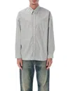 Sunflower Vertical Striped Charcoal Shirt With Classic Collar And Buttoned Cuffs In Neutral