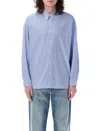 Sunflower Blue Striped Cotton Shirt With Button-down Collar
