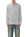 Sunflower Vertical Striped Charcoal Shirt With Classic Collar And Buttoned Cuffs In Gray