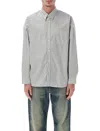 Sunflower Vertical Striped Charcoal Shirt With Classic Collar And Buttoned Cuffs In Gray