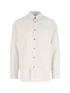 Sunflower Stable White Shirt With Classic Collar And All-over Striped Motif In Linen Blend Man In White