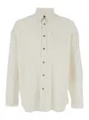Sunflower Stable White Shirt With Classic Collar And All-over Striped Motif In Linen Blend Man