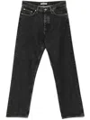 Sunflower Classic Straight-leg Black Cotton Jeans With Button Fly And Five-pocket Design In Black
