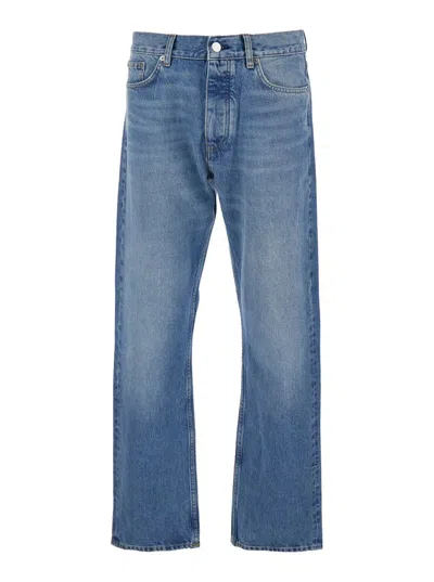SUNFLOWER BLUE JEANS WITH BELT LOOPS AND LOGO PATCH ON THE REAR IN DENIM MAN